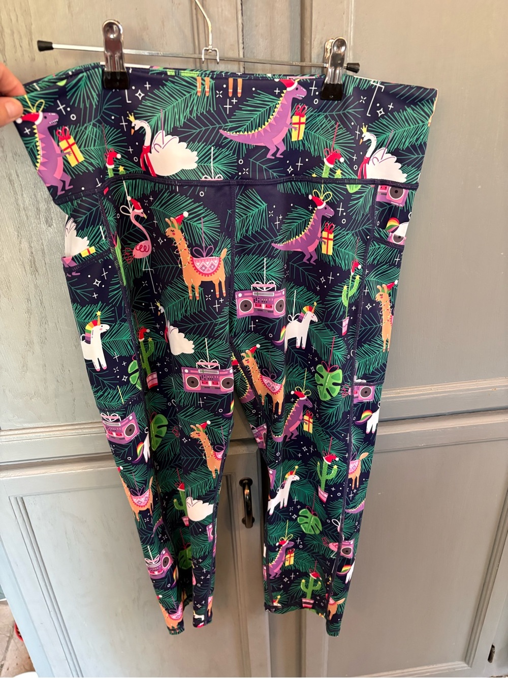Retired Print Constantly Varied Gear Navy Leggings with Pink & Green Tropical